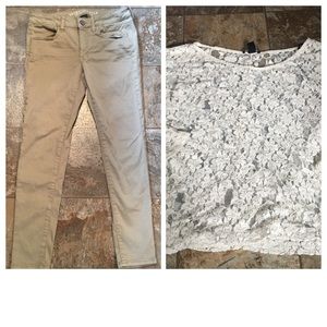 Tan American eagle jeggings 🦅